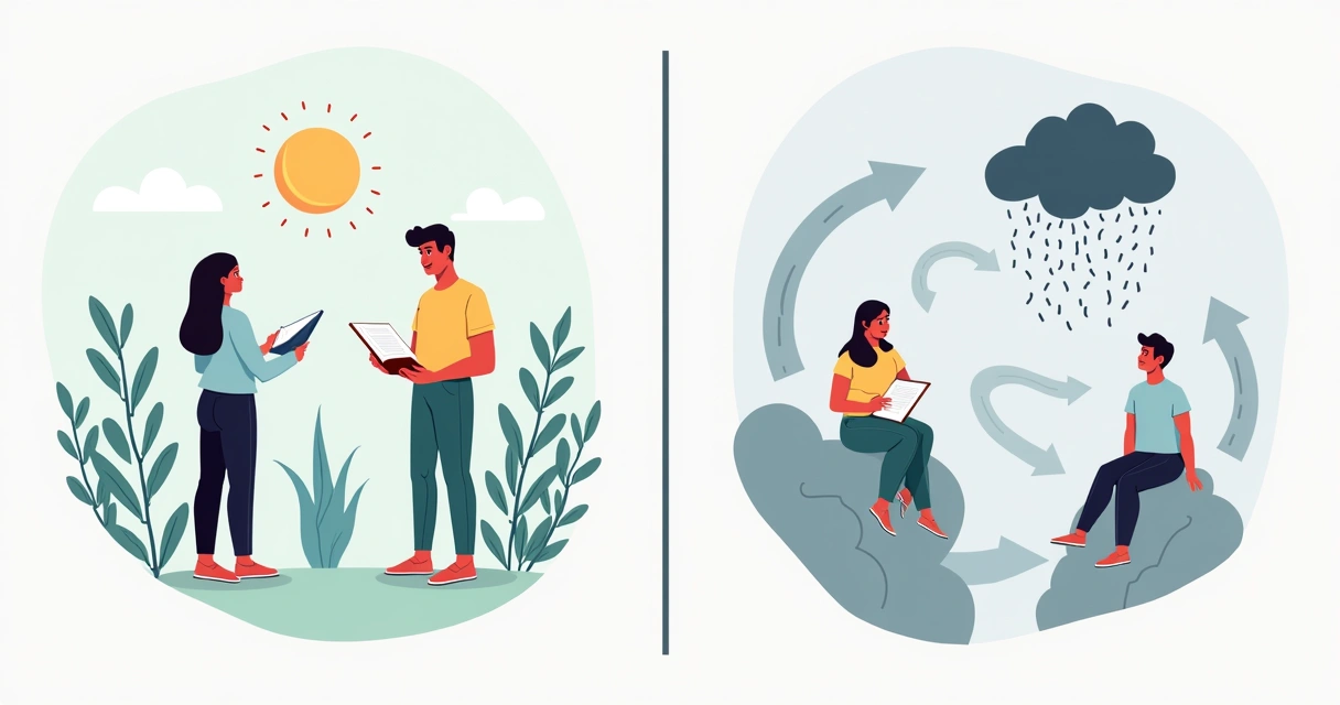 Chart showing healthy and unhealthy self-reflection habits 