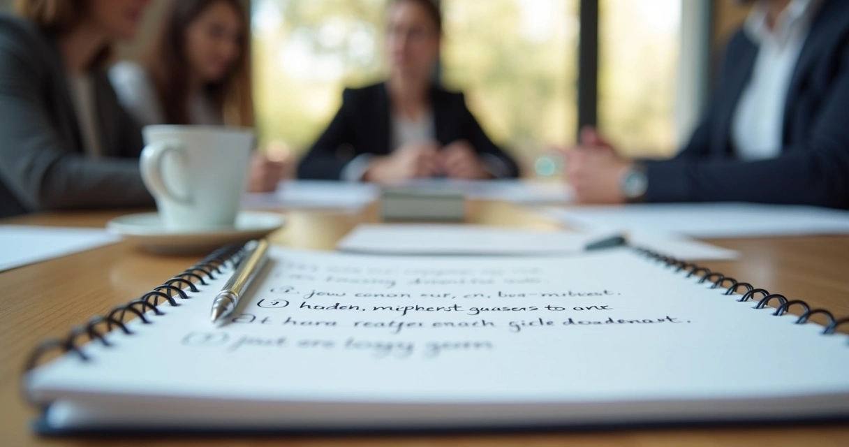 Notebook with reflection questions during a group discussion