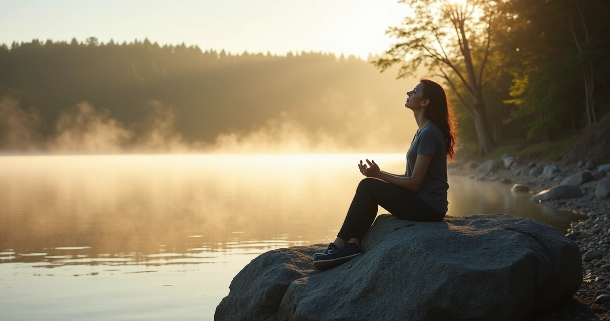 Person sitting quietly in nature lost in self-reflection