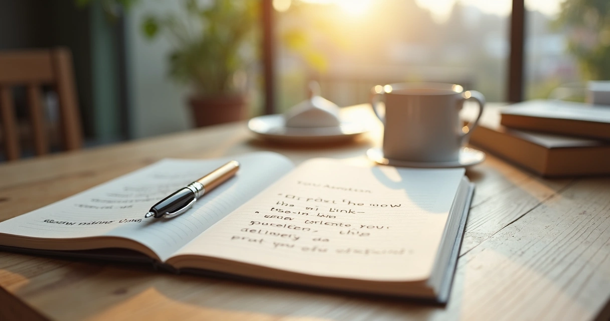 Open journal beside a window for reflective self-regulation