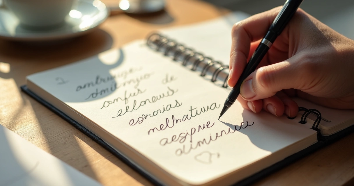 Caderno com perguntas escritas durante momento de reflexão