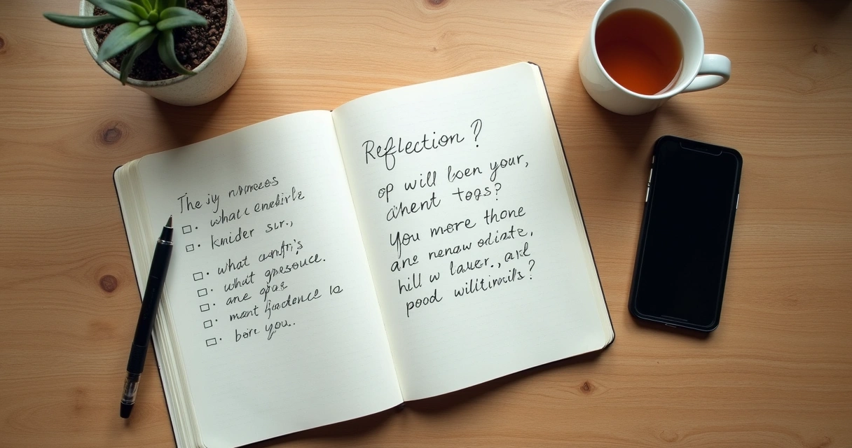 Caderno com perguntas de reflexão após uma crítica 