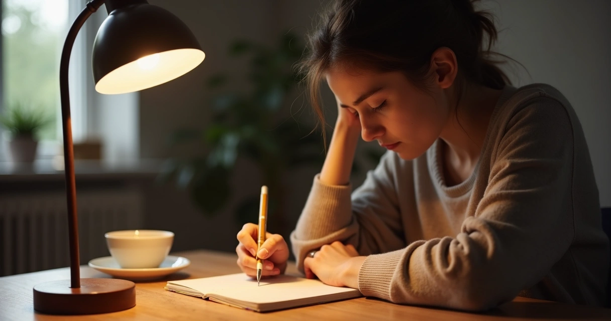 Pessoa escrevendo reflexões após receber uma crítica 