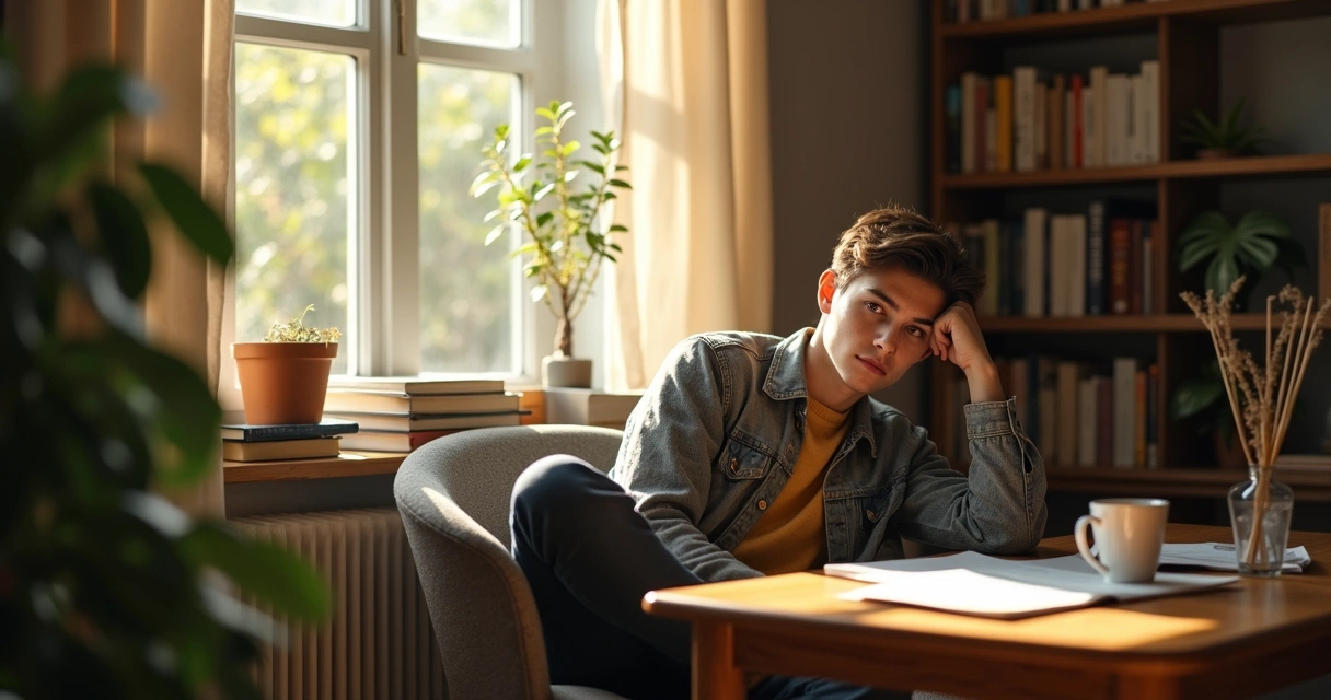 Pessoa refletindo sobre decisões e emoções