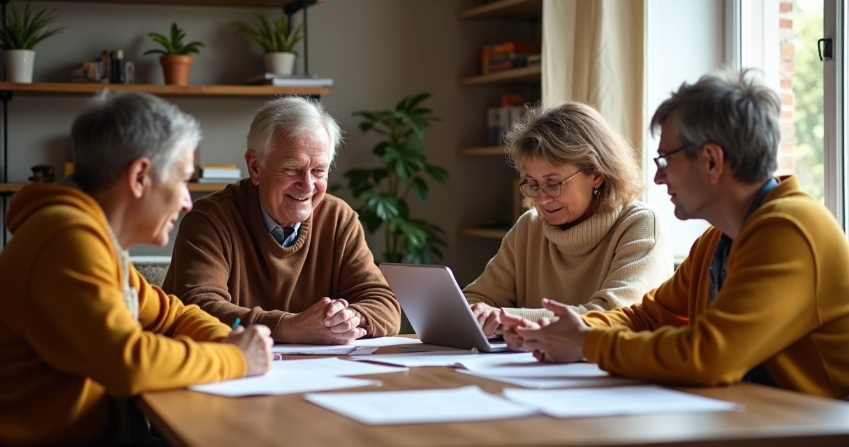 Pessoas refletindo antes de tomar decisões em um ambiente tranquilo 