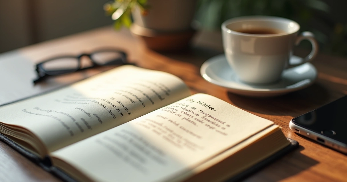 Caderno com perguntas éticas em mesa de trabalho 