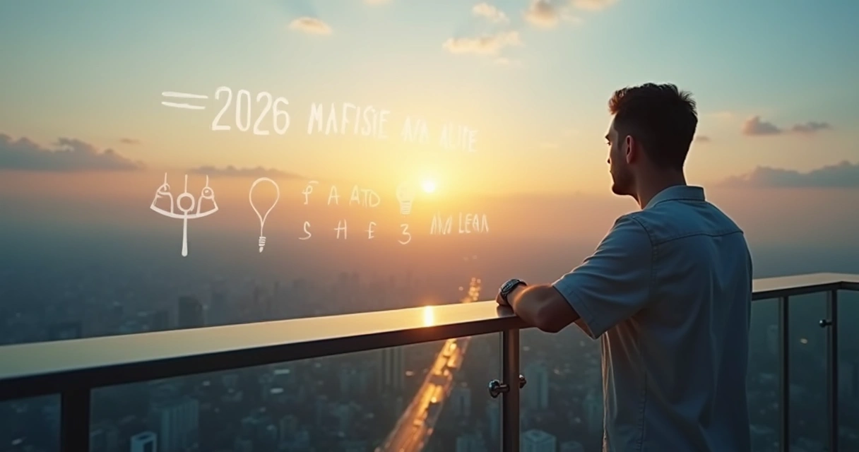 Pessoa em pé diante de horizonte urbano amanhecendo refletindo sobre o futuro 