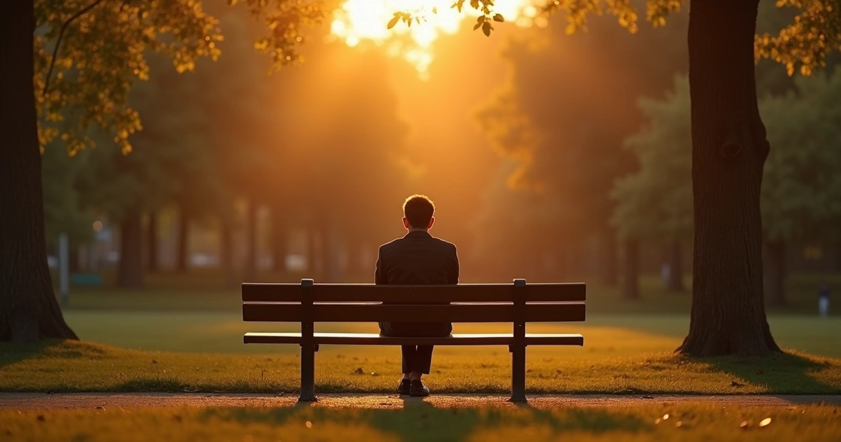 Pessoa sentada refletindo sozinha ao entardecer