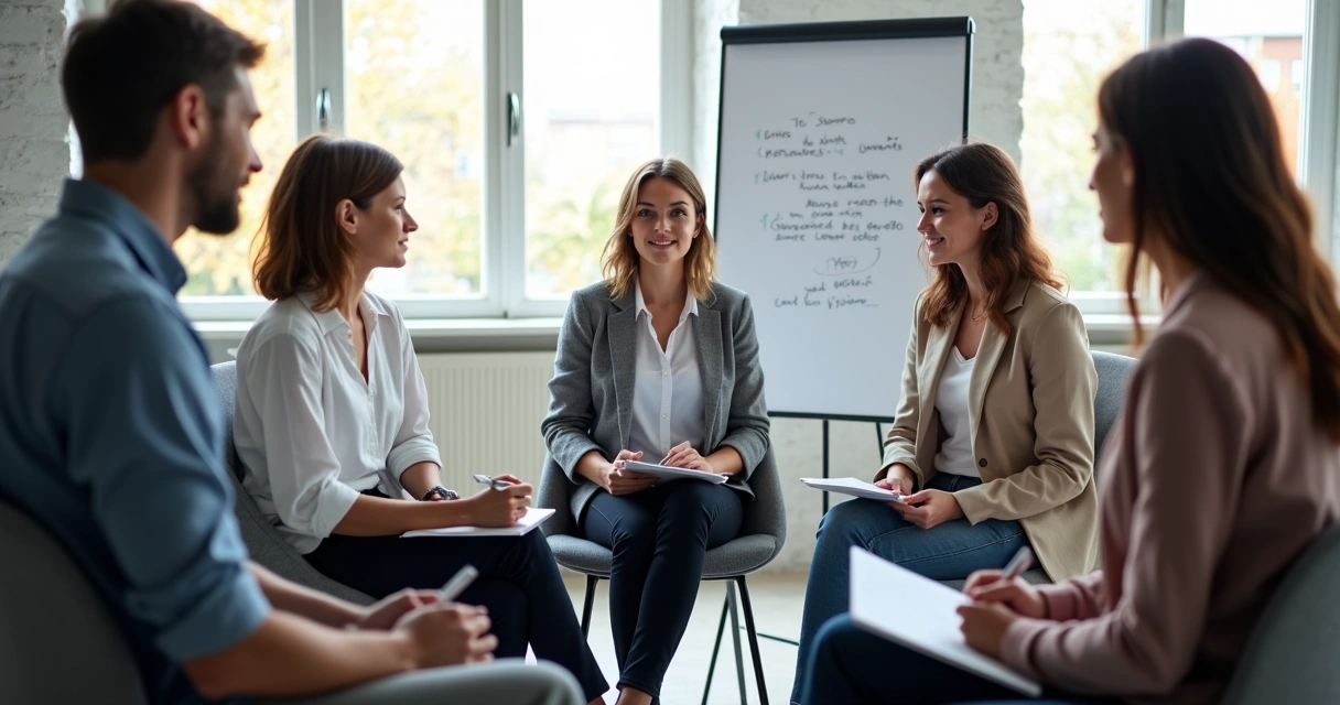 Grupo de trabajo en sesión de reflexión y autoconocimiento