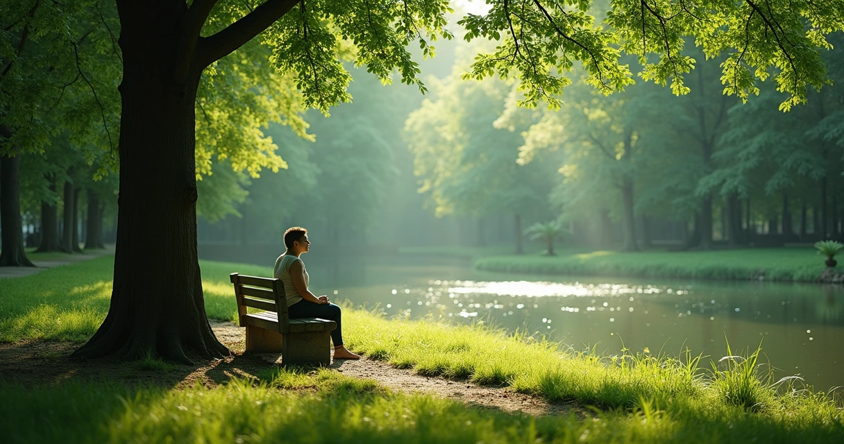 Persona sentada en silencio en la naturaleza