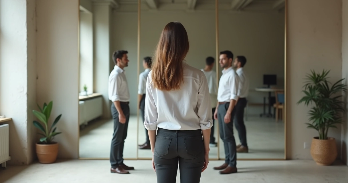 Profissional observa múltiplos reflexos e escolhe um reflexo autêntico 