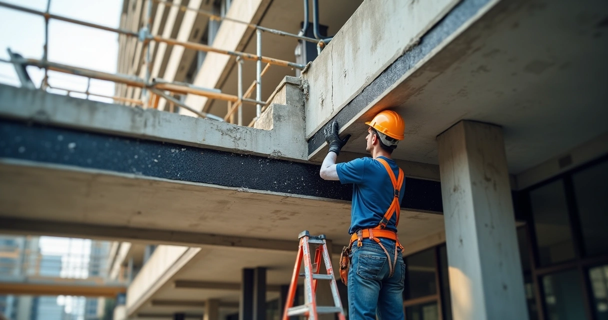 Reforço estrutural em laje em balanço com fibras de carbono 