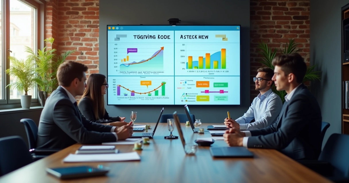 Profissionais reunidos analisando painel com mudanças na tabela tributária 