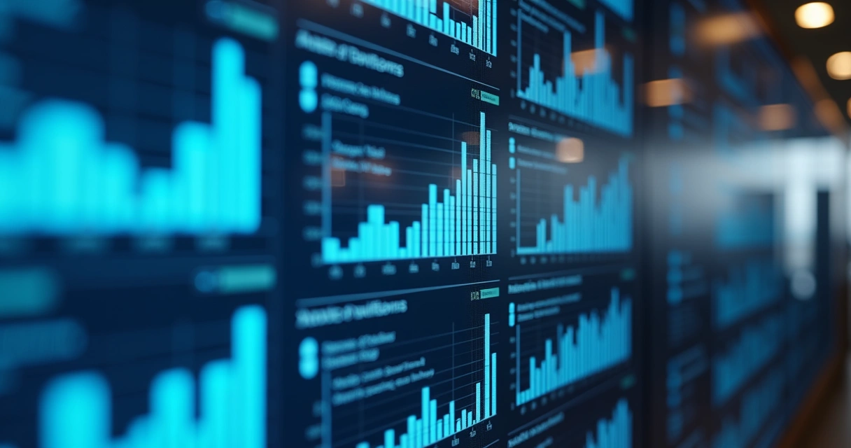 Painel digital exibindo gráficos de tributos com IA no contexto da reforma tributária 