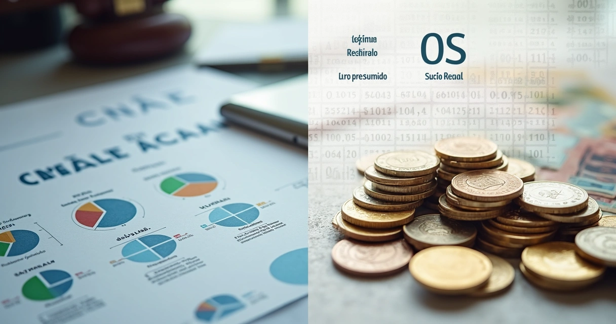 Imagem representando diferentes regimes tributários com códigos CNAE ao fundo