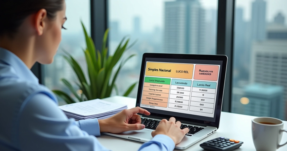 Consultor mostrando tabelas de impostos na tela