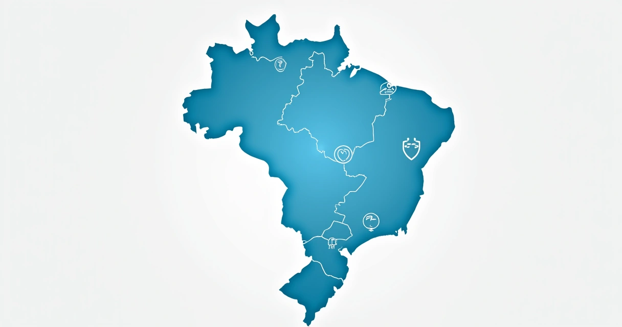 Mapa do Brasil com destaque para estados atendidos 