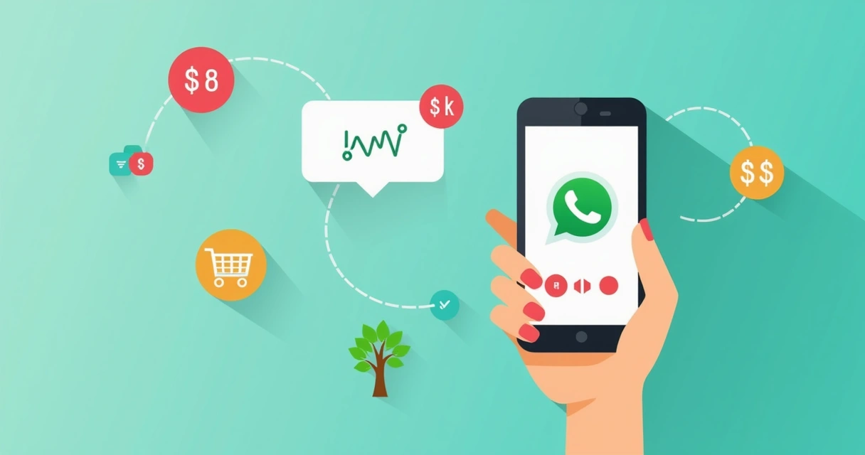 Pessoa usando WhatsApp para gravar áudio registrando gasto diário 