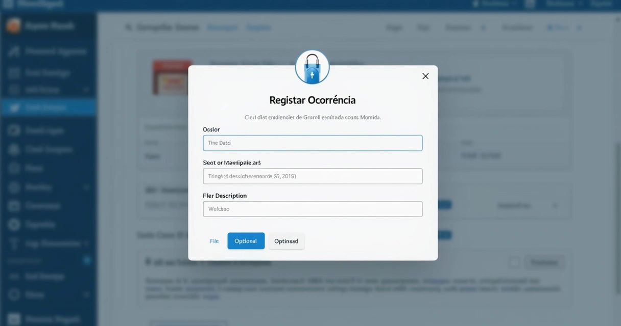Formulário digital registrando evento crítico com valores 