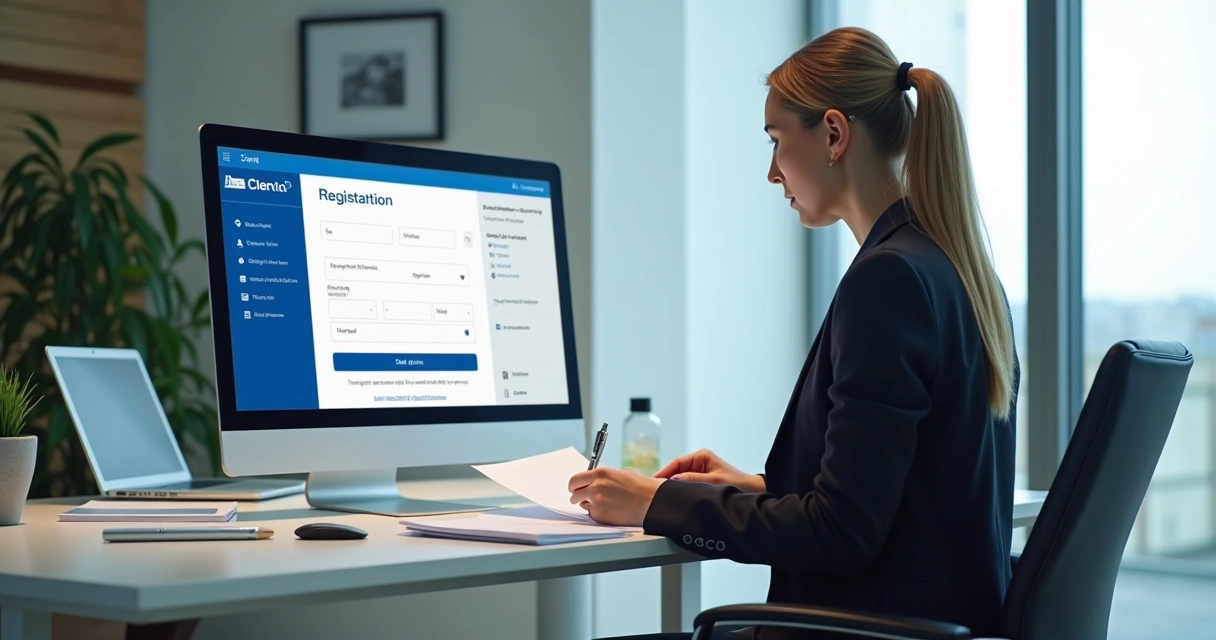 Painel de controle de uma empresa mostrando tela de registro no Bacen