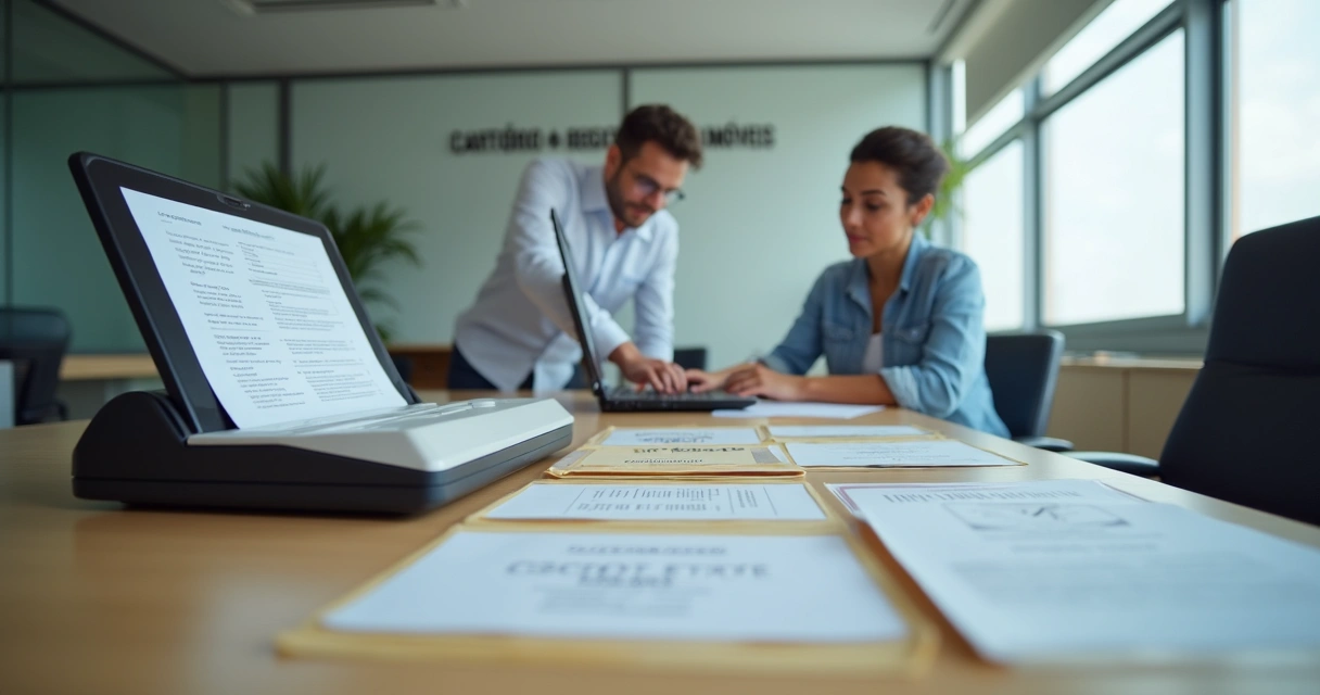 Pessoa digitalizando documentos para registro de imóvel