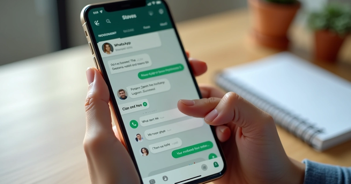 Pessoa registrando conversa do WhatsApp no celular 