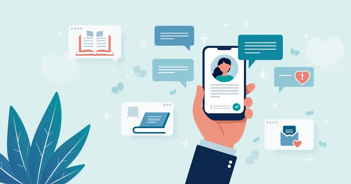 Roteirista guiando conversa via WhatsApp para registro de memórias digitais 