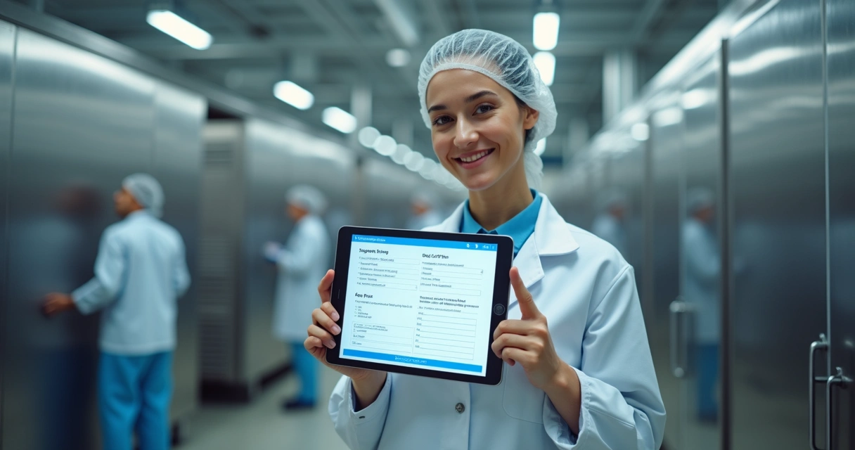 Profissional preenchendo formulário digital de desvio em ambiente industrial 