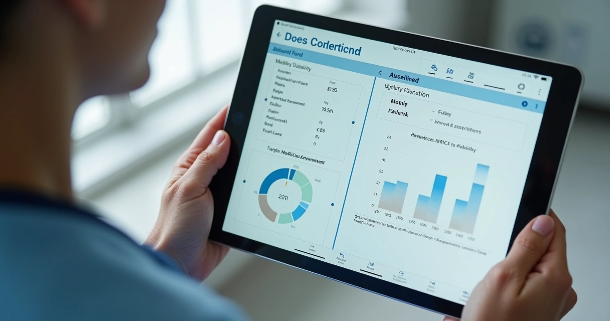 Registro digital da escala de Tinetti em tablet 