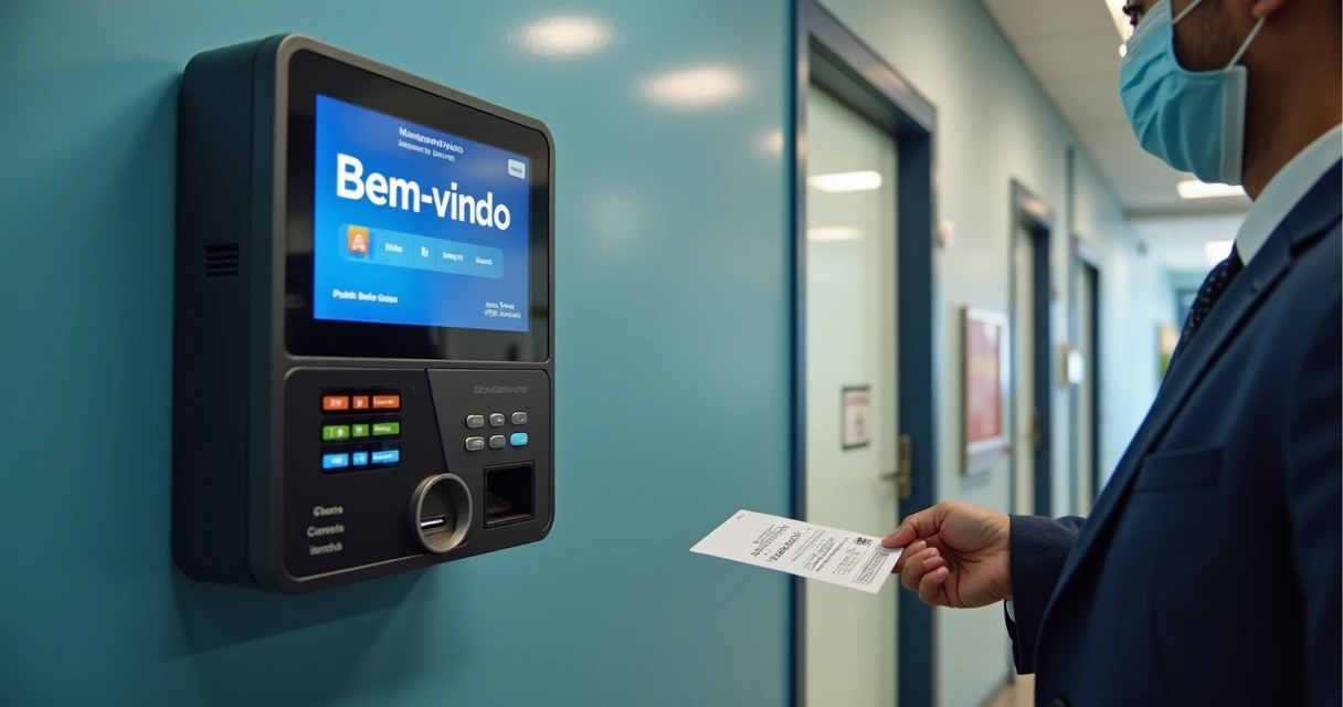 Funcionário registrando ponto eletrônico em equipamento digital 