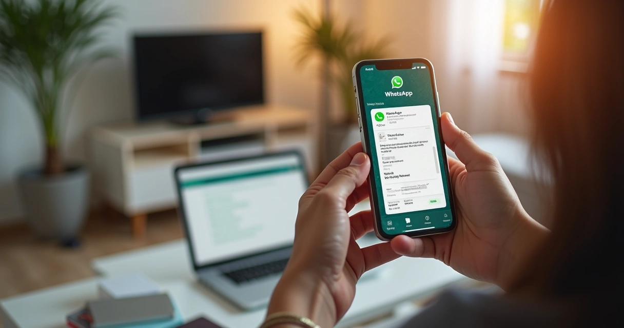 Pessoa registrando despesa no WhatsApp com foto de recibo 