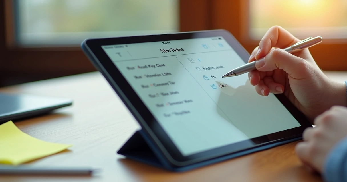 Anotações digitais de atendimento ao cliente em tablet