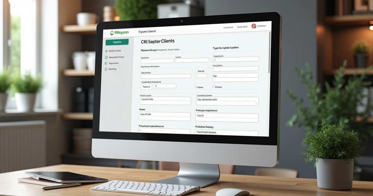 Tela de sistema CRM mostrando cadastro completo de cliente imobiliário 