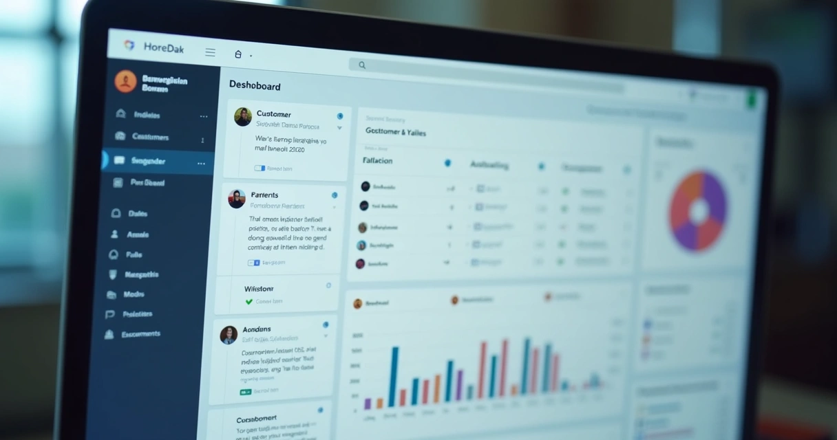 Tela de computador apresentando registro detalhado de interações com clientes 