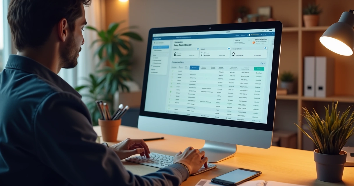Profissional de vendas registrando informações no CRM após ligação