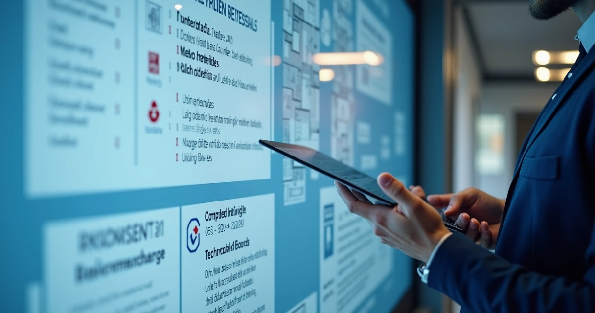 Painel digital exibindo registro de manutenção preventiva predial em condomínio 