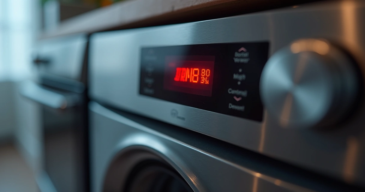 Painel eletrônico exibindo código de erro em eletrodoméstico 