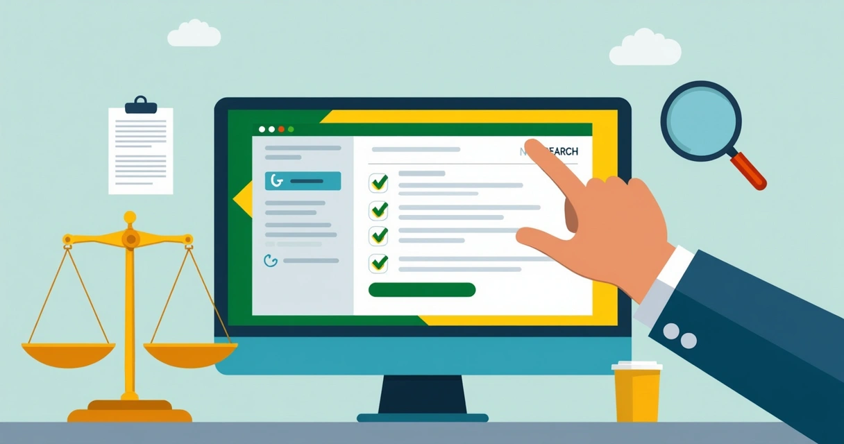 Tela de computador mostra formulário digital de registro de pesquisa eleitoral no Brasil