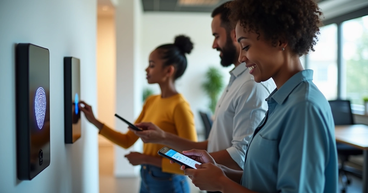 Funcionário registrando ponto em sistema digital 