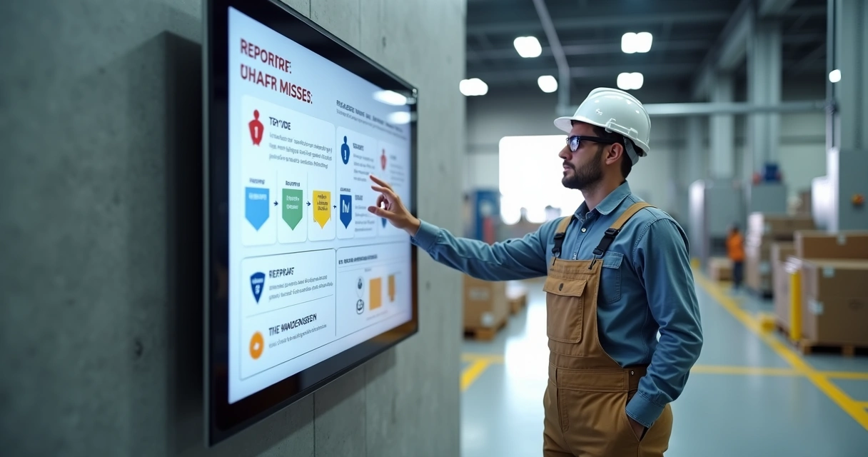 Operário registra quase acidente em painel digital de segurança na área industrial 