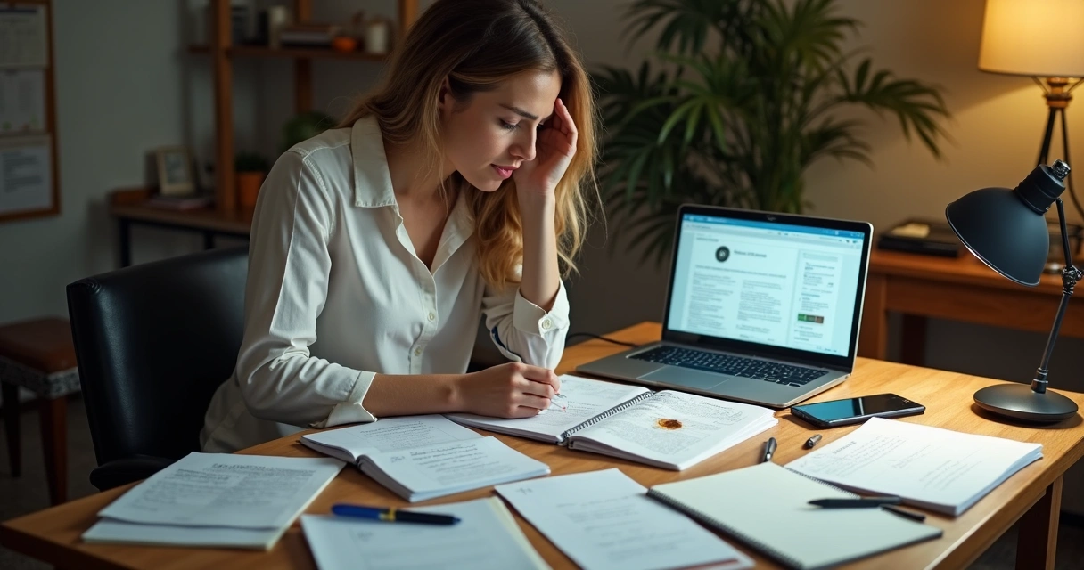 Pessoa revisando anotações sobre clientes em caderno, planilha e celular 