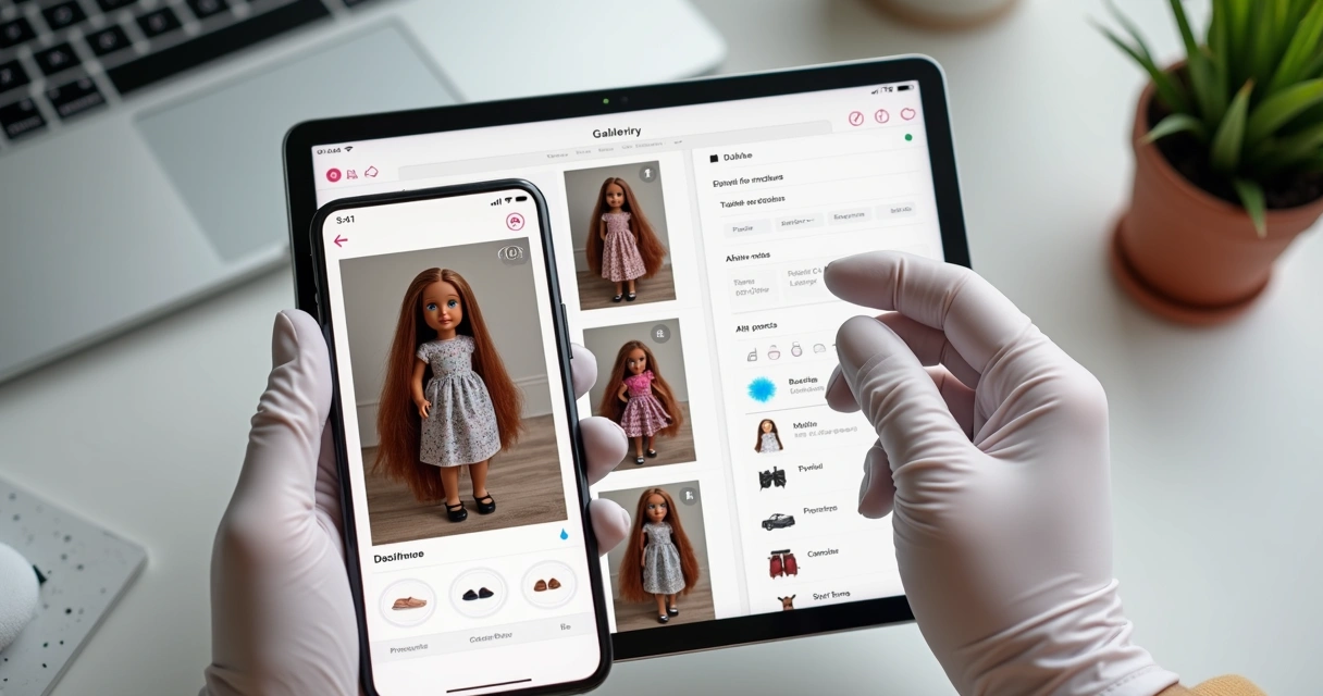 Tela de aplicativo mostrando registro de restauração de boneca