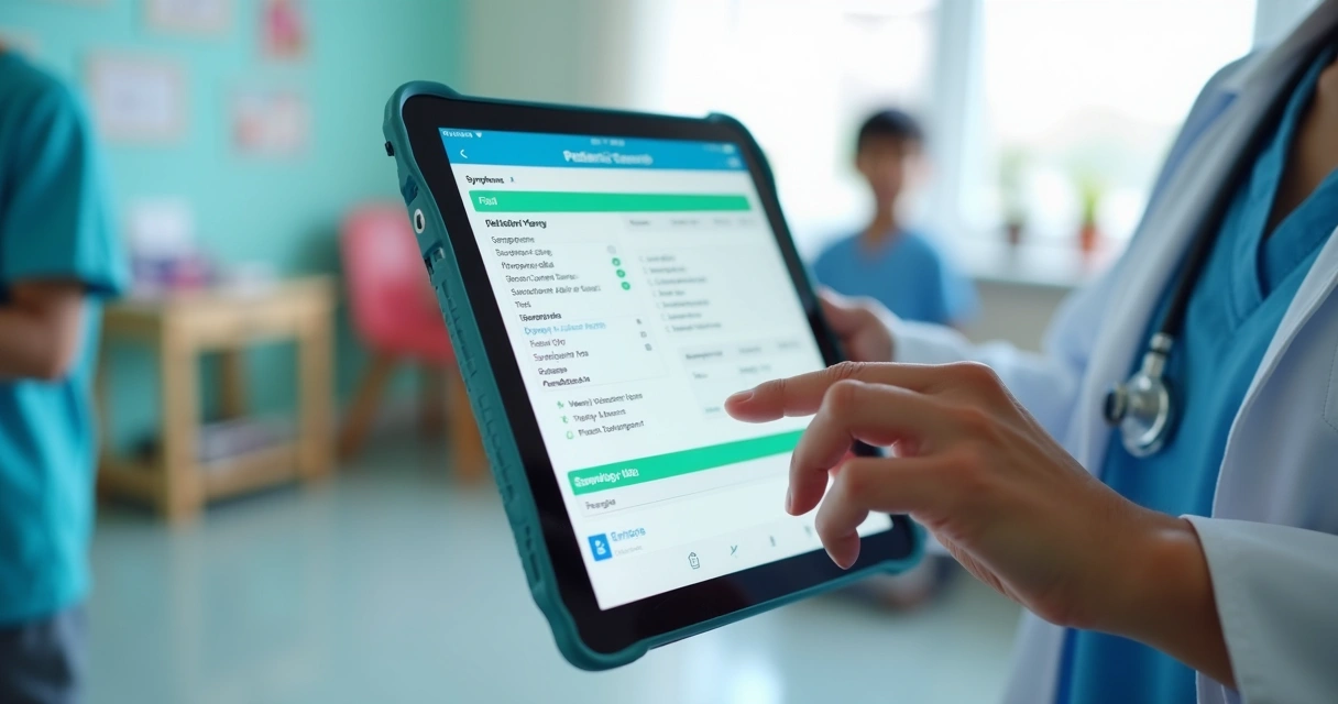 Tela com registro digital de triagem pediátrica