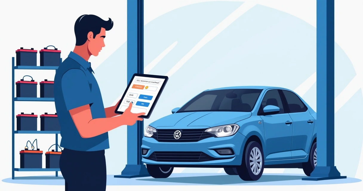 Tablet com registro rápido de venda de bateria automotiva