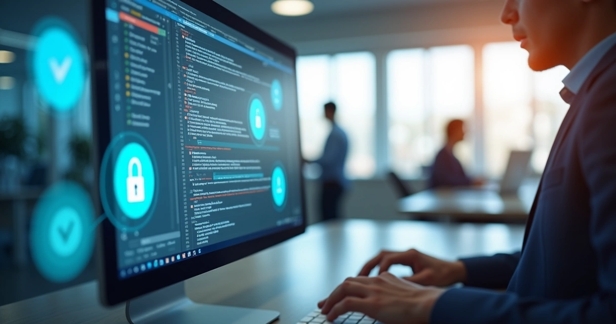 Tela de computador mostrando documentos digitais de segurança do trabalho