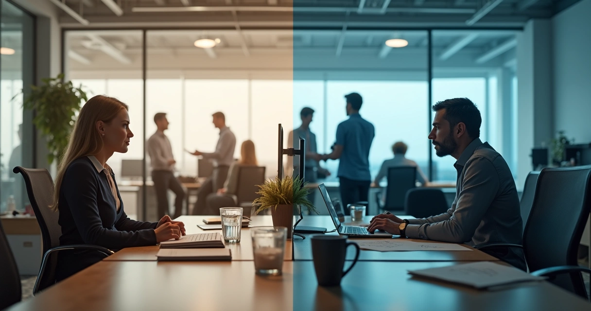 Comparação visual entre regulação e repressão das emoções em ambiente de trabalho 