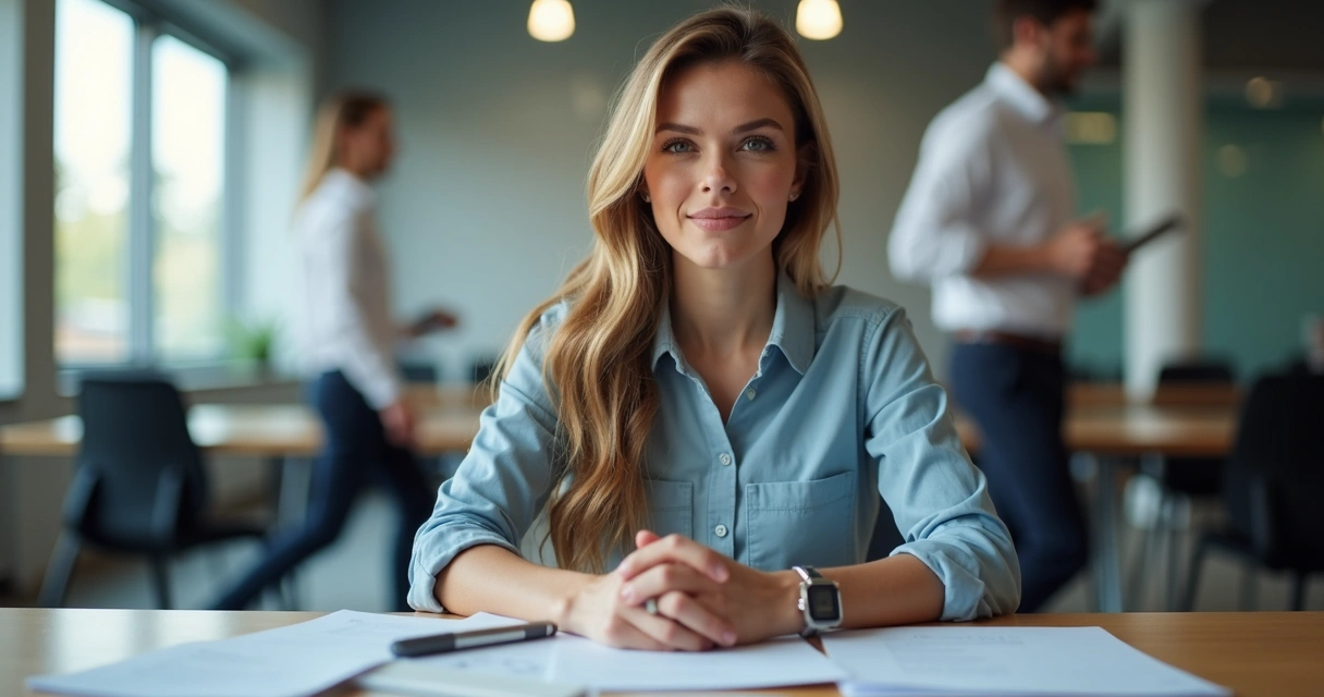 Persona en oficina manteniendo la calma mientras trabaja rodeada de papeles. 