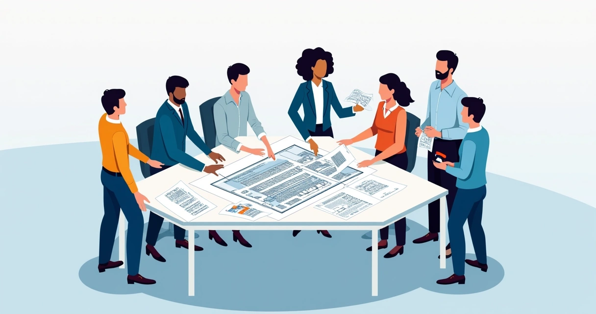 Documentos de regularização de imóvel sendo analisados em mesa 