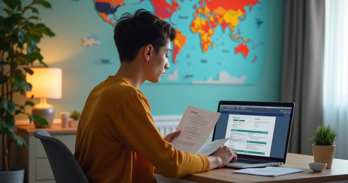 Pessoa segurando documentos e olhando laptop com data de entrega fiscal 