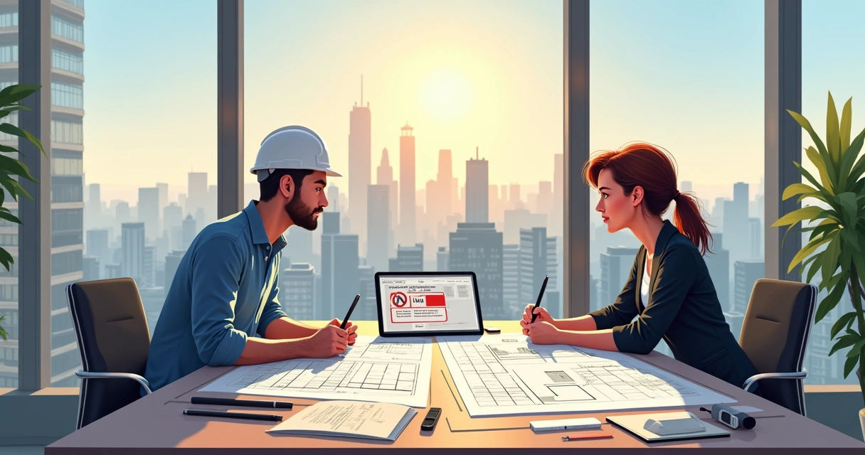 Arquitetos analisando plantas de imóvel em São Paulo 